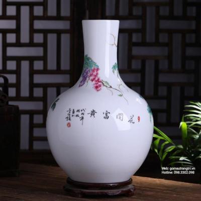BÌNH CỦ TỎI HỌA TIẾT HOA MẪU ĐƠN